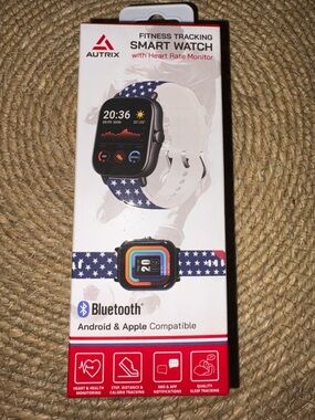 Fitness Tracking Smart Watch - White & Red Box